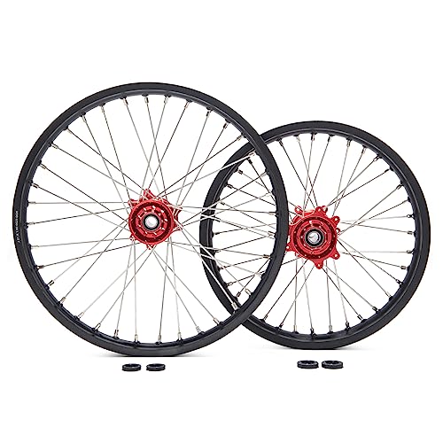 TOFR 21"x1.6" 18"x2.15" CNC Wheels Rims Set for Surron Ultra Bee - color: Red, size: 21" Front 18" Rear
