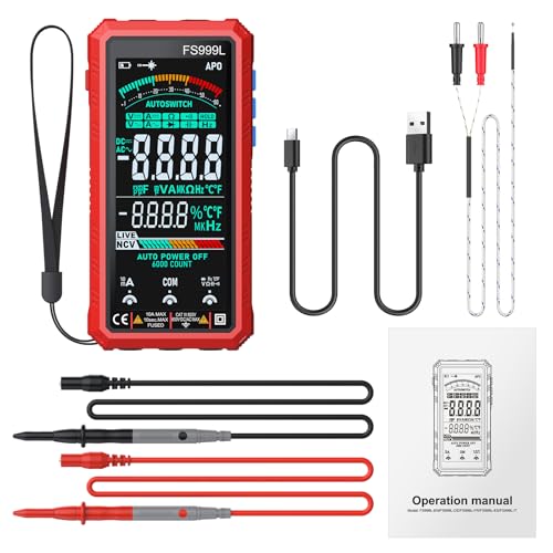 6000 Counts Smart Digital Multimeter,USB Rechargeable,Color LCD Screen