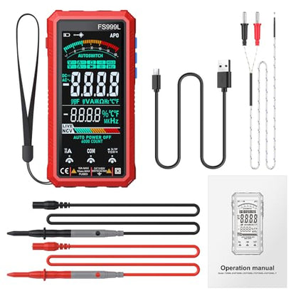 6000 Counts Smart Digital Multimeter,USB Rechargeable,Color LCD Screen
