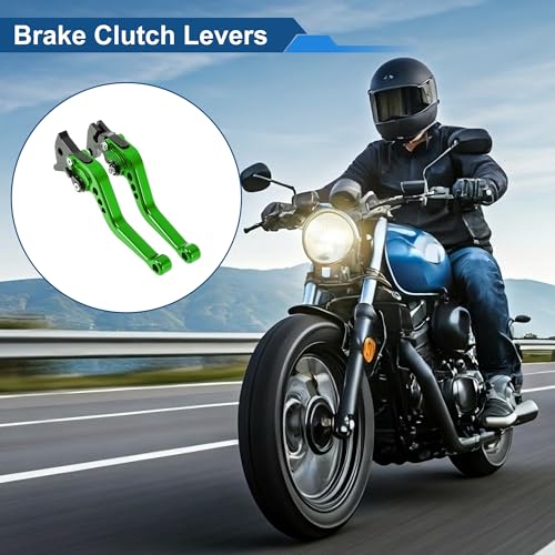 Short Brake Clutch Levers for Yamaha Raptor 660 2001-2004 6-Speed Adjustable Motorcycle Handlebar Brake Lever Aluminum Alloy Green 1 Pair - color: Green