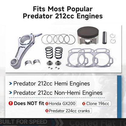 Billet Rod（3.308） Kit for Predator 212cc Hemi and Non-Hemi versions Engine - size: with 18lb Valve Spring Kit