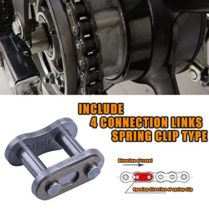 428H Motorcycle Chain+ Chain Breaker,116-links Heavy Duty Drive Chain - size: 116