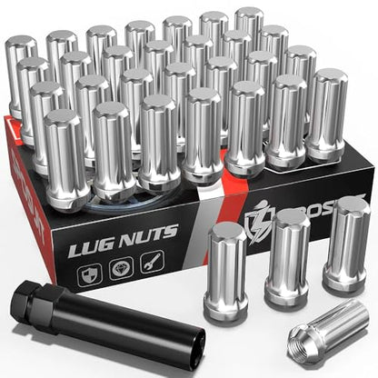 Sposuit 32 Pcs M14x1.5 Chrome Lug Nuts, 19mm Hex for GMC, Chevrolet, Ram - color: Chrome, size: M14x1.5, style: 32 Pcs SplineDrive