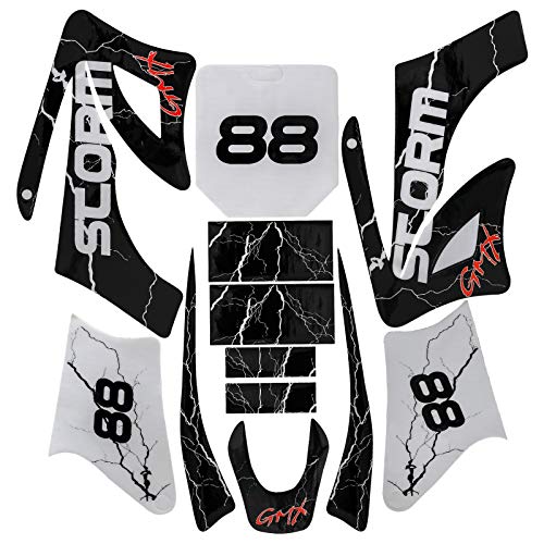 Full Fender Fairing Kit with Graphics Decals for Apollo 110cc 125cc 140cc 150cc 200cc 250cc Dirt Bikes | Durable ABS Plastic Bodywork Set with Fenders, Side Panels, Tank Shrouds (Black) - color: Black
