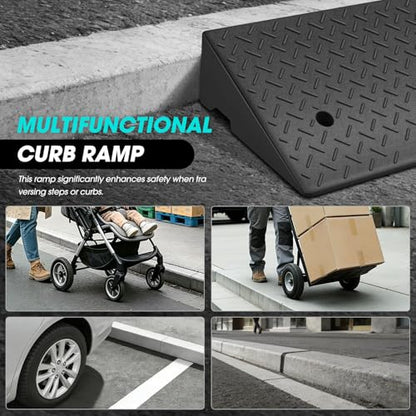 DNA Motoring 1pcs 5.7" Rise Rubber Curb Ramp Heavy Duty Loading Driveway Ramp Threshold Ramp 38.6" W x 14.8" D x 5.7" H for Loading Dock, Warehouse, Motorcycles, Cars, TOOLS-00647 - style: 5.7 in