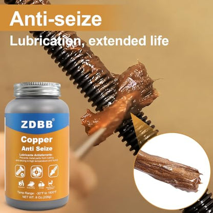ZDBB Copper Anti-Seize Lubricant Anti Seize Compound for Spark Plugs, Brake Pads, Thread and Nuts Automotive High Temp Antiseize Grease Copper Paste with Brush Top Bottle,8oz - color: Copper Anti-Seize Lubricant, size: 8 oz (1-Pack)