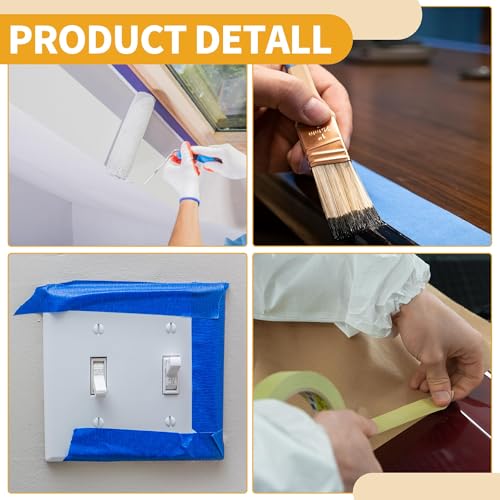 1 Pc 0.6 Inches x 10.9 Yards Universal Painters Tape - DIY Car Auto Paint for Masking Tape No Residue - Crepe Paper White - color: White, size: 0.6 Inches x 10.9 Yards