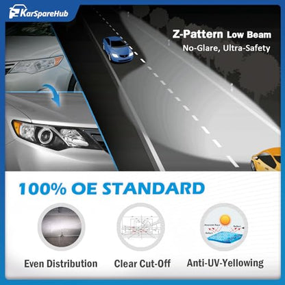 Headlights for 2012 2013 2014 Toyota Camry L/Se/Le/Xle/Hybrid - color: Clear Lens I Black Housing I Amber Reflector