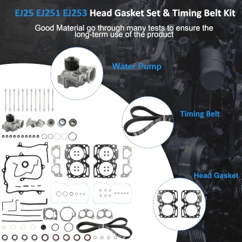EJ25 EJ251 EJ253 Head Gasket Set & Timing Belt Kit w/Water pump- Fit For Subaru 2.5L 2000-2005, Replace #ES72212, HS26170PT-1 - color: set7
