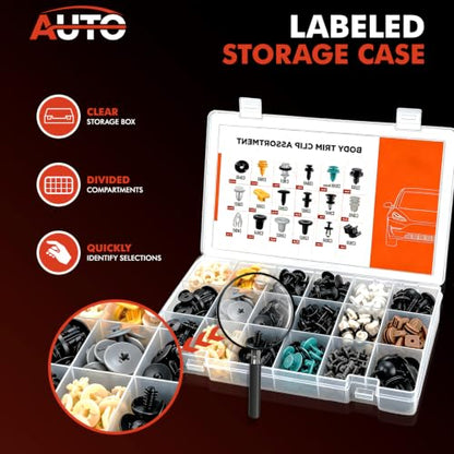 369Pcs Body Trim Clip Assortment Kit for Tesla Model 3 Model Y Car Retainer Clips Push Rivets Fasteners for Bumper Fender Liner Door Panel Liftgate Interior Exterior Trim Replacement