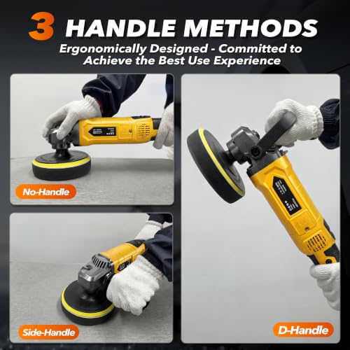 Buffer Polisher, 1600W Rotary Car Buffer, 6 Inch/7 Inch, Yellow - color: Yellow