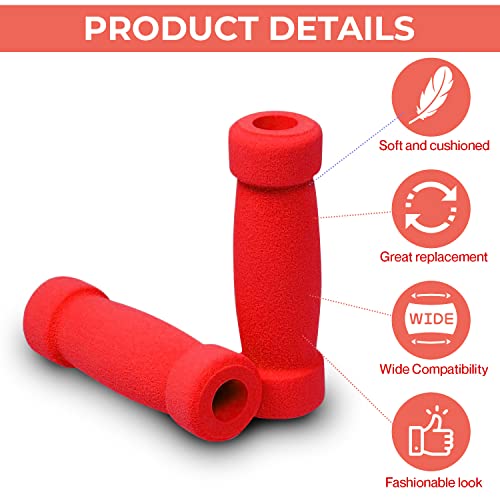 AlveyTech Handlebar Foam Grip Set - Replacement Hand Grips for Razor, Radio Flyer, Kids Kick Scooter, ATV, E-Bicycle, Electric Folding Scooters, Mountain Mini Bike Parts, fits Any 9/16" Bore Handle - color: Red