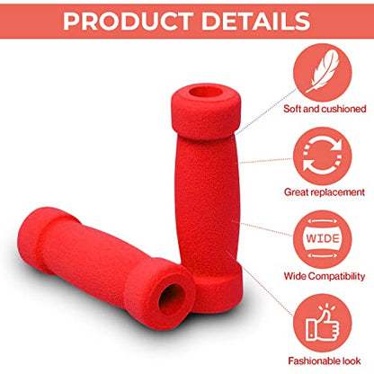 AlveyTech Handlebar Foam Grip Set - Replacement Hand Grips for Razor, Radio Flyer, Kids Kick Scooter, ATV, E-Bicycle, Electric Folding Scooters, Mountain Mini Bike Parts, fits Any 9/16" Bore Handle - color: Red