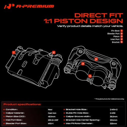 A-Premium Front Right Passenger Disc Brake Caliper with Bracket - style: Front Passenger Side