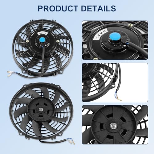 JDMSPEED New Universal Slim Fan Push/Pull Electric Radiator Cooling Engine Kit 12V 80W 9 Inch - color: Black, size: 9 Inch