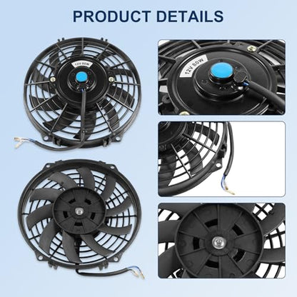 JDMSPEED New Universal Slim Fan Push/Pull Electric Radiator Cooling Engine Kit 12V 80W 9 Inch - color: Black, size: 9 Inch