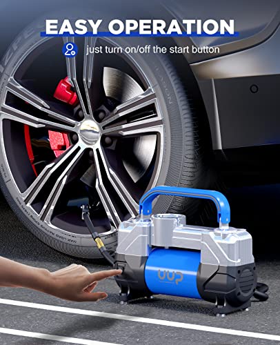 UUP Portable 12V Air Compressor, 150 PSI Tire Inflator with Dual Cylinders - color: Blue1