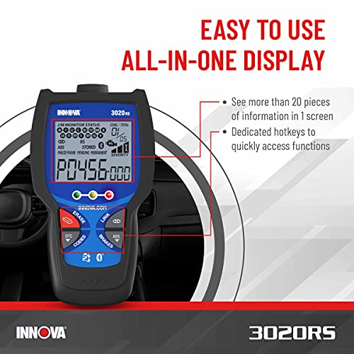 INNOVA 3020RS Fast & Easy-to-Use Check Engine Code Reader, OBD2 Scan tool for ABS Clear with Fix & Part Recommendations, Maintenance Schedules, & Free TSBs on iPhone & Android