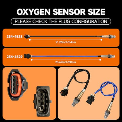 Precision O2 Sensor & Oxygen Sensor Kit | Compatible with Chevy 1.4L Models | Complete Upstream & Downstream Set 234-4529 & 234-4528 with Free Gloves - size: 234-4528&234-4529