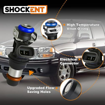 17113553 Upgraded 4.8L/5.3L/6.0L Fuel Injectors Fit for:-Chevy Silverado 1500 2001-2006, Tahoe 2000-2006; for:-GMC Sierra 1500 2000-2006; for:-Cadillac Escalade 2002-2006 Set Of 8