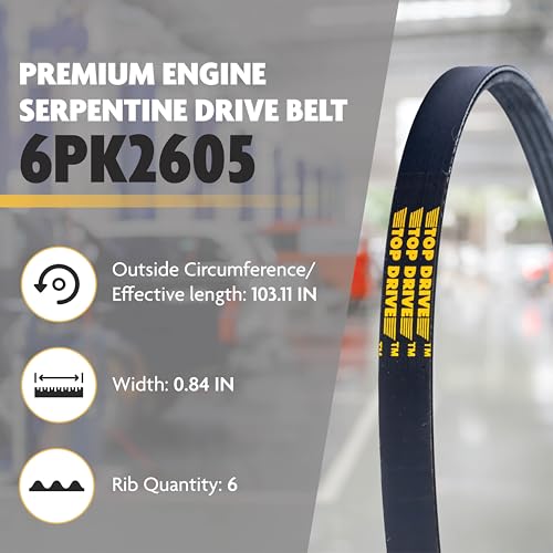 Top Drive, 6PK2605, Premium Engine EPDM Serpentine Belt, 103.11" Length - size: 6PK2605