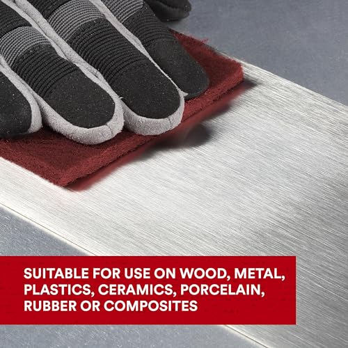 3M Scotch-Brite General Purpose 7447 Hand Pad, Very Fine Grade, 6 in x 9 in, Pack of 30, Aluminum Oxide, Surface Preparation, Scuffing, Blending, Cleaning, Maroon