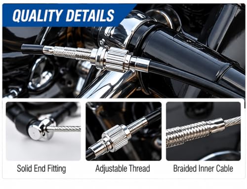 14 Inches Ape Hanger Black Stainless Handlebar Cable Kit Brake Line Clutch Cable Electronic Throttle CAN-Bus Wiring Harness Compatible with 2000-2006 H-D Touring No Cruise - size: 14 Inches