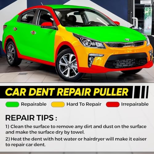 Dent Puller Kit - Paintless Dent Removal Tool with 100W Hot Glue Gun 10 Glue Sticks and 2-in-1 Slide Hammer T-Bar - for Car Body Repair Hail Damage Door Dings and Small Suction Cup - color: Black 01