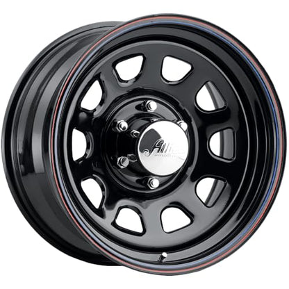 Allied Wheel 52B Black Daytona 15X7 5X4.75, 3.75"BS, Durable Gloss Black Finish Steel Wheel for Cars and Light Trucks, Chrome Cap Included, Protective E-Coating