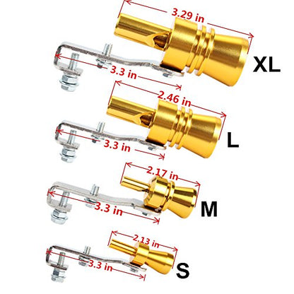 Dewhel Universal Aluminum Turbo Sound Exhaust Muffler Pipe Whistle Car Blow off valve BOV Tip Simulator Whistler Size XL Silver