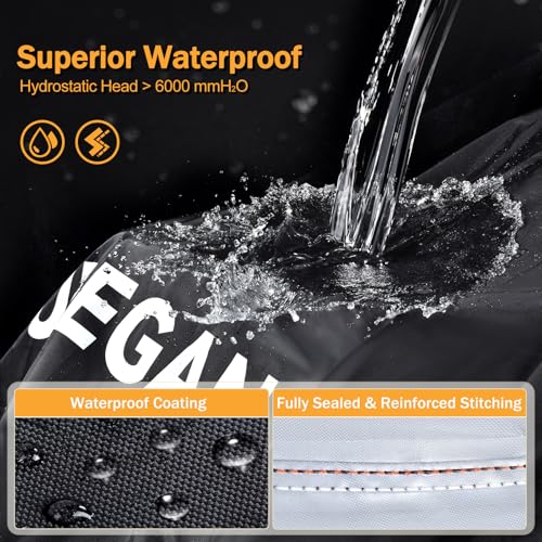 Heavy Duty Motorcycle Cover Waterproof Outdoor Universal Fit up to 92 Inch, All Season Protection for Kawasaki Z650 Ninja ZX-10R, Honda Rebel 500 CBR500R with See-Through License Panel