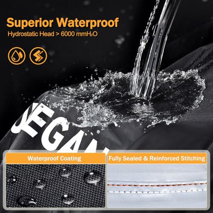 Heavy Duty Motorcycle Cover Waterproof Outdoor, Universal Fit with All Season Protection & Ventilation Vents for Harley Davidson, Indian, BMW Cruiser, Touring, ADV Storage up to 104 Inch