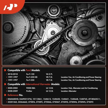 A-Premium Heavy Duty Serpentine Belt 6-Rib 68 In Compatible with Ford