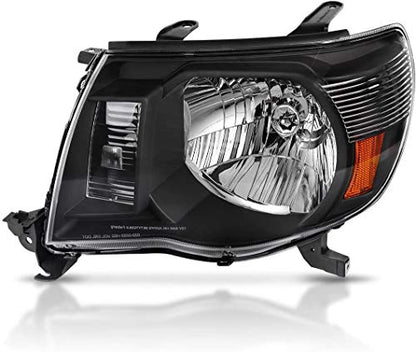 for 2005-2011 Toyota Tacoma Halogen Headlight W/O Bulbs - color: Black Housing