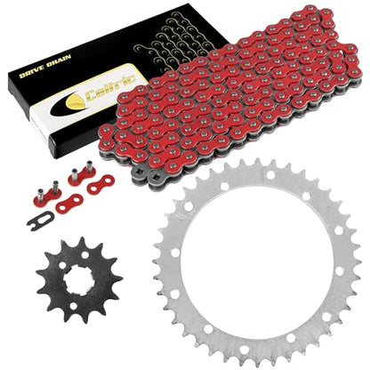 Caltric Red Drive Chain And Sprockets Kit Compatible with Yamaha Warrior 350 Yfm350X 1989-2004