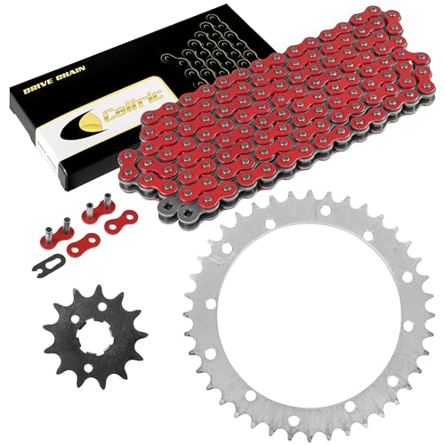 Caltric Red Drive Chain And Sprockets Kit Compatible with Yamaha Warrior 350 Yfm350X 1989-2004