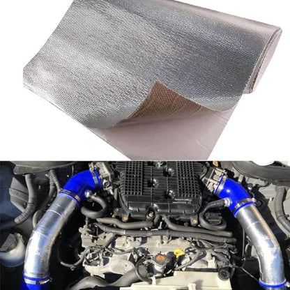 Heat Shield Adhesive Backed Heat Shield Heat Shield Material Heat Shield Automotive Heat Shield Mat Automotive Heat Shield Heat Shield Wrap,Fiberglass Thermal Insulation (12'' X 48’') - color: Silver, size: 12'' X 48’'