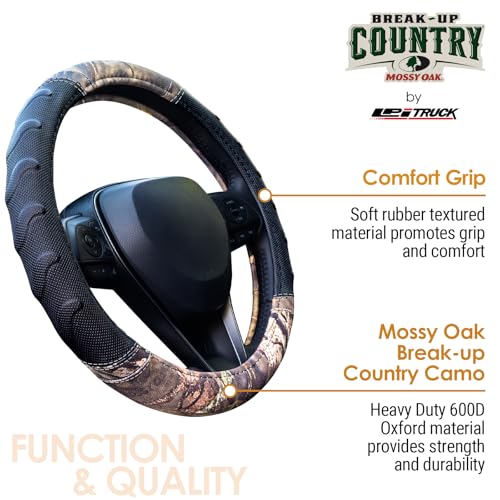Mossy Oak Break-Up Steering Wheel Cover for Trucks & SUVs, Fits 15.5"-16" - style: Mossy Oak Comfort Grip - Large (15.5" - 16")