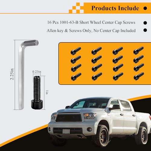 1001-63-B/1001-63GB Center Cap Screws w/Adapter, for Fuel Offroad Wheels - color: Black, Short