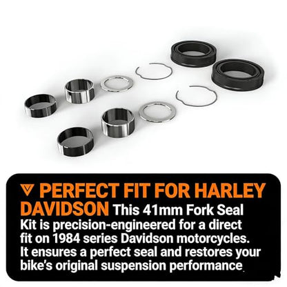 41mm Fork Seal Kit 36692 for Harley Davidson 1984 Wide Glide, 2 Pack