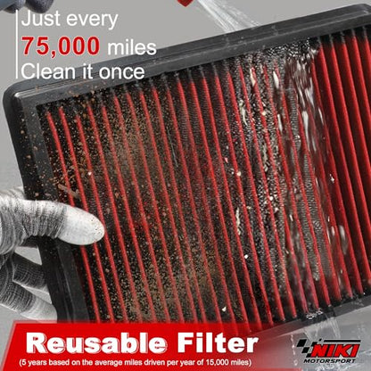 Engine Air Filter High-Flow Increase Power & Towing,Washable,Nikimotorsport Air Filter Compatible with 1999-2020 Chevy/GMC/Cadillac,Cross Reference:33-2129,15908906,15908916,22845992