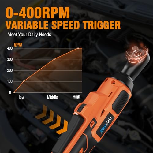 Protmex 3/8" Electric Cordless Ratchet Wrench Set (Brushless)