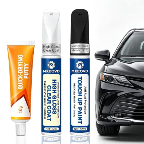 Midnight Black Metallic (218) Touch Up Paint Compatible with Toyota, All in One Car Scratch Repair Kit with Primer Putty & Clear Coat, Complete Sanding Tools Set for Scratches Chips Nicks - color: Midnight Black Metallic (218), size: Toyota