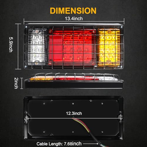 2 Pack 40 LED Trailer Tail Lights Kit with Iron Net Protection - color: Tail Lights-D