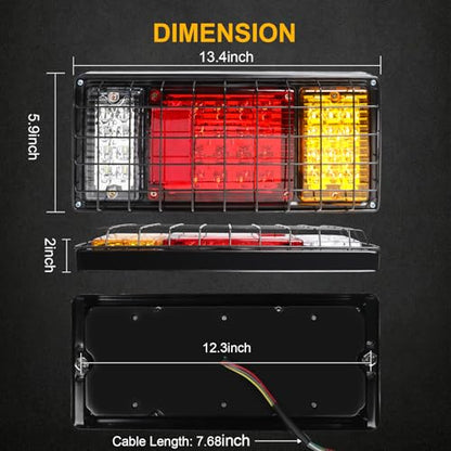 2 Pack 40 LED Trailer Tail Lights Kit with Iron Net Protection - color: Tail Lights-D