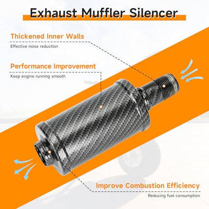 FVRITO Mini Bike Exhaust Silencer Muffler for Predator 212cc 196cc Coleman - color: Imitation Carbon Fiber
