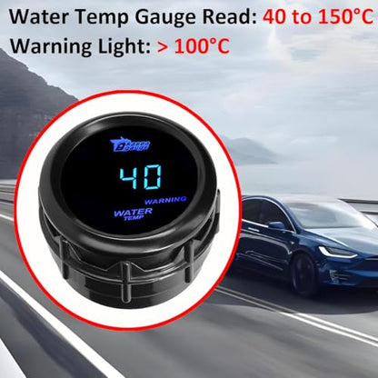 Car Water Temperature Gauge 12V Auto Water Temp Gauge Meter Celsius - color: Blue Light Water Temp Celsius