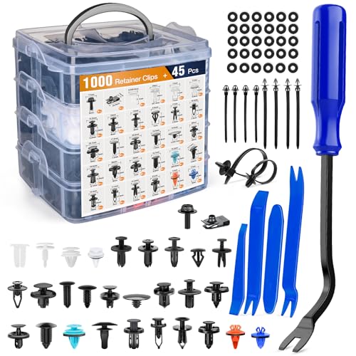 GOOACC 1045Pcs Car Push Retainer Clips & Auto Fasteners Assortment - color: 1000Pcs Clips Removal Kit Black