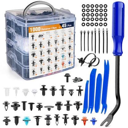 GOOACC 1045Pcs Car Push Retainer Clips & Auto Fasteners Assortment - color: 1000Pcs Clips Removal Kit Black