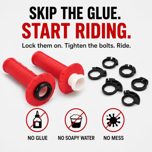 Motorcycle Lock-on Grips 7/8”Handlebar Handle Red - color: red